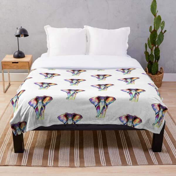 Rainbow Elephant Throw Blanket