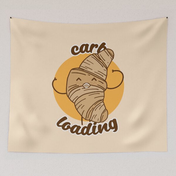 Item preview, sweet kawaii croissant with the statement "carb loading" designed and sold by TrueType.