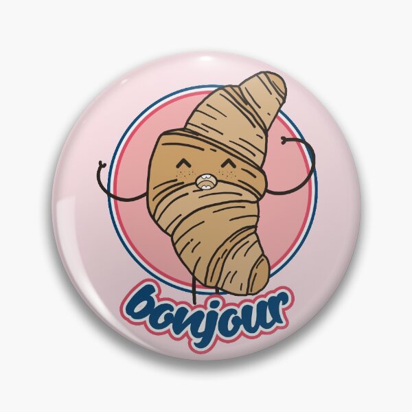 Aperçu de l'œuvre Croissant kawaii français avec la mention "bonjour" créée et vendue par TrueType.