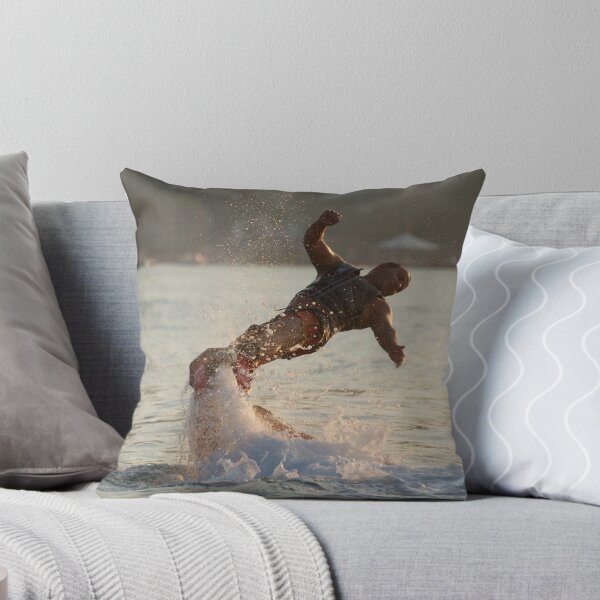 Item preview, Flyboarder with arms out twisting towards water designed and sold by Nick Dale Photography.