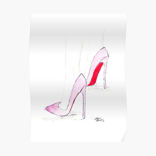 Watercolour & Ink Fashion Illustration Titled Pink Pigalles Poster
