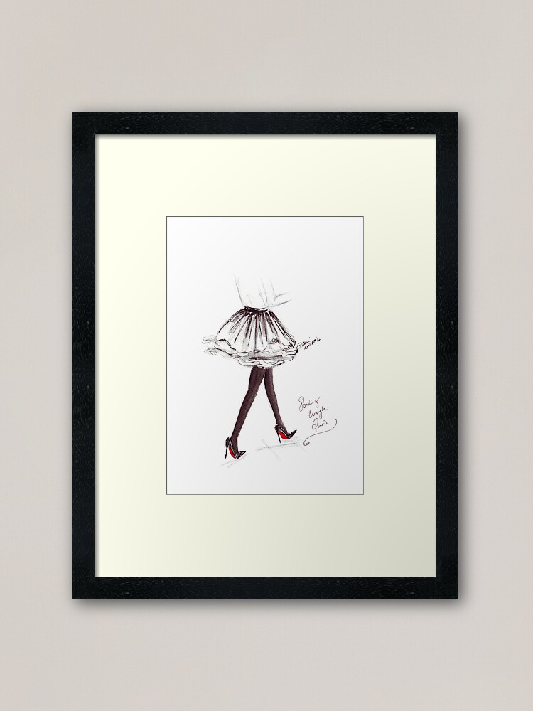 Alternate view of Watercolour & Ink Fashion Illustration Titled Walking in Louboutins Framed Art Print