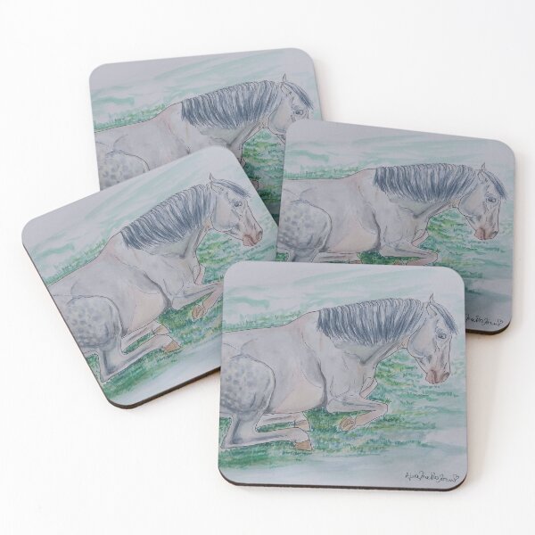 Item preview, Resting pony watercolor illustration designed and sold by horseaddicted.