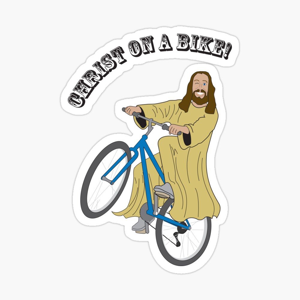 A bicycle with a JESUS license plate sitting in the front yard of