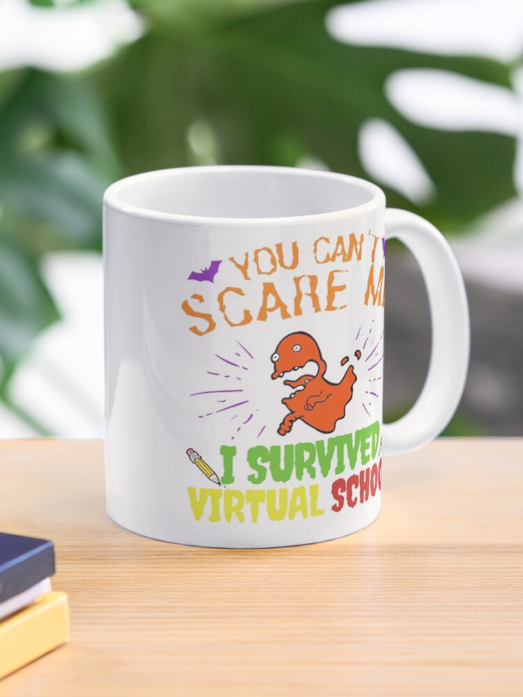 Thumbnail 1 of 6, Coffee Mug, You Can't Scare Me I Survived Virtual School, Halloween Funny Design for Students designed and sold by Konstantinospod.