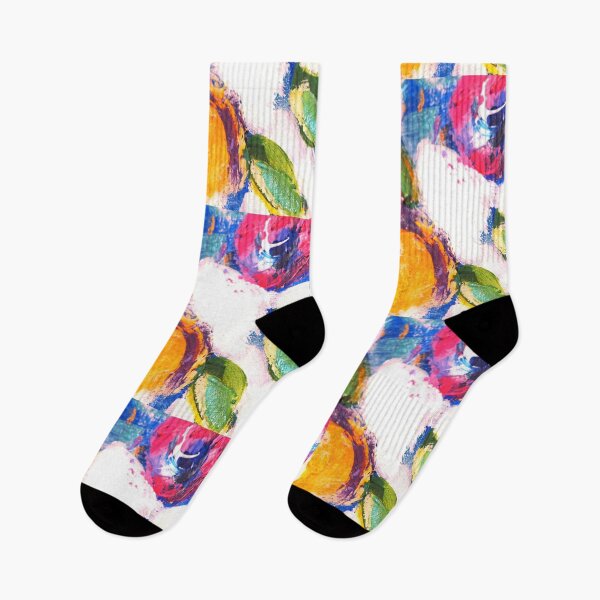 Artikelvorschau, Flower Power als Blumendruck, rot rosa gelb grün und blaue Blumen auf Textil entworfen und verkauft von univkat.