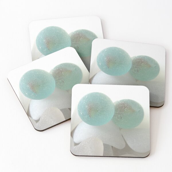 Item preview, Two Sea Glass Marbles on White Sea Glass Pieces designed and sold by Beachy.