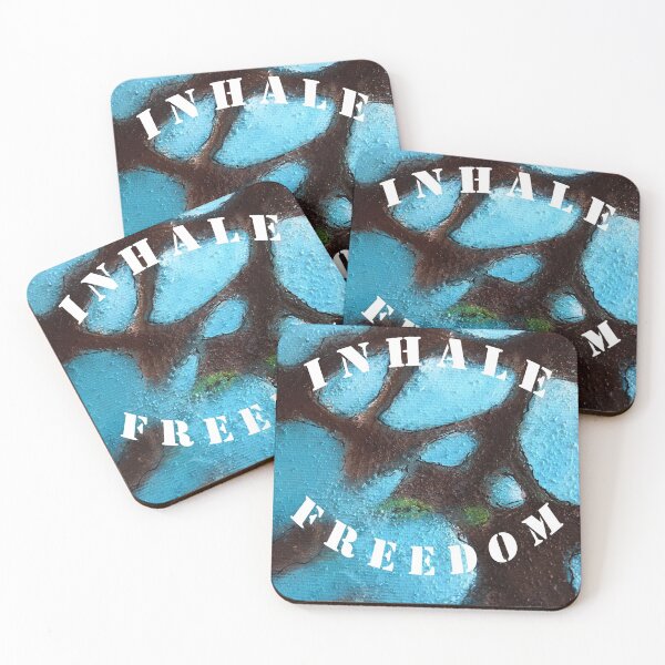 Item preview, Inhale freedom sticker, be free, inhale, blue and black network  designed and sold by univkat.