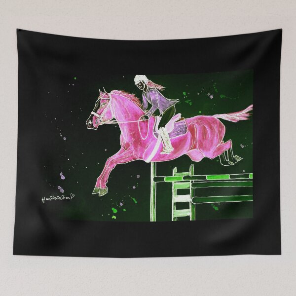 Item preview, Magenta show jumping illustration designed and sold by horseaddicted.