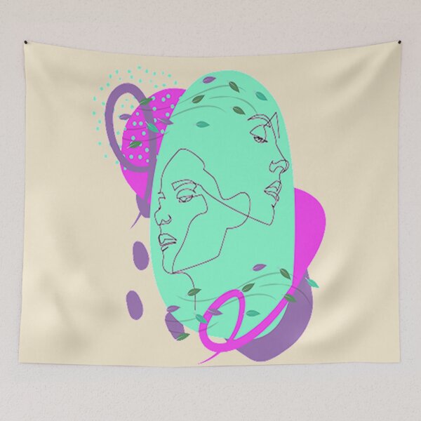 Item preview,  Minimalist Linear Abstract Faces and Shapes, NR 3, Abstract Linear Design, Trippy Psychedelic Arte Abstracto designed and sold by Adri Barnard.
