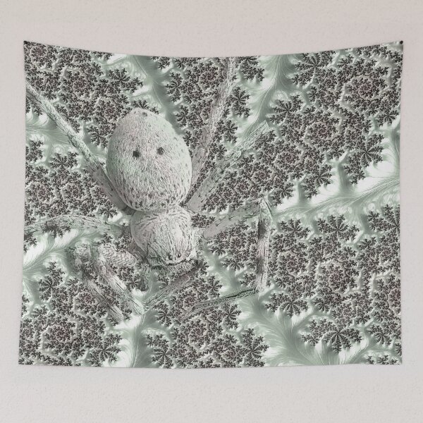 Item preview, Huntsman Spider & Mandelbrot Set Fractal Art Web in Mint Green  designed and sold by Karen McFarland.