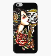 Traditional Girl Tattoo Skeleton Reflection iPhone Case