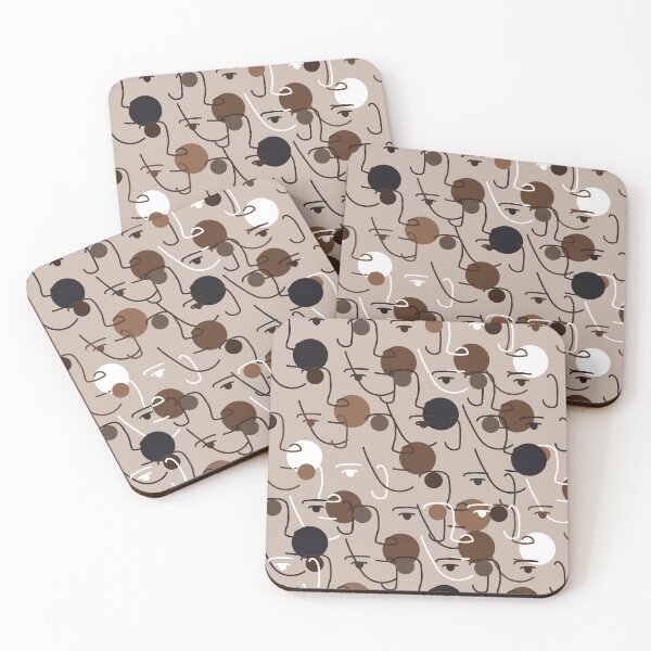 Item preview, abstract faces on a beige  designed and sold by veur.