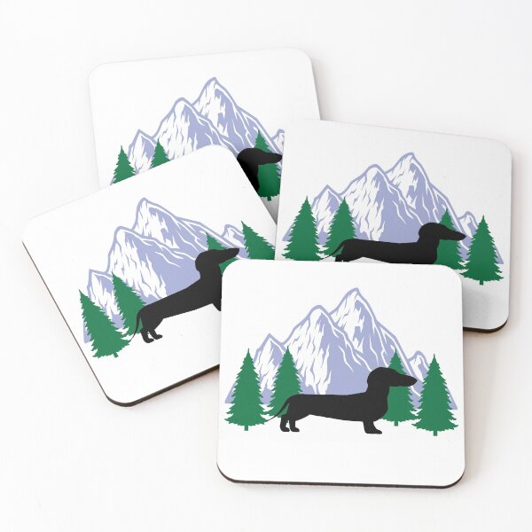 Item preview, dachshund dog silhouette mountain tree christmas designed and sold by alaechamlal.