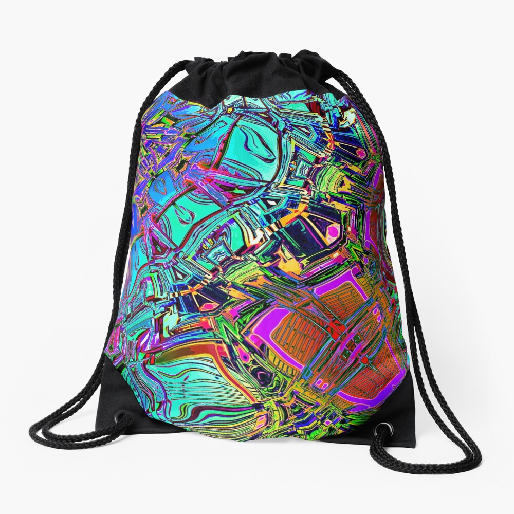 Colorful Automotive Pop Art Drawstring Bag