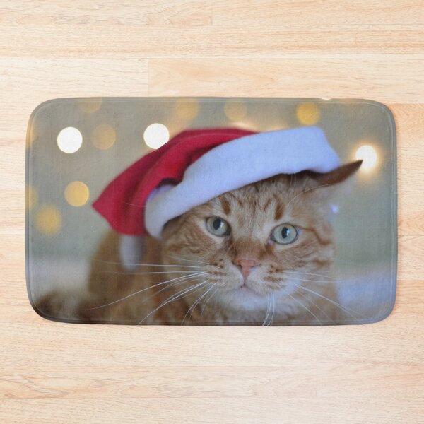 Item preview, Cute Cat wearing a Santa Hat at Christmas designed and sold by cabgodfrey.