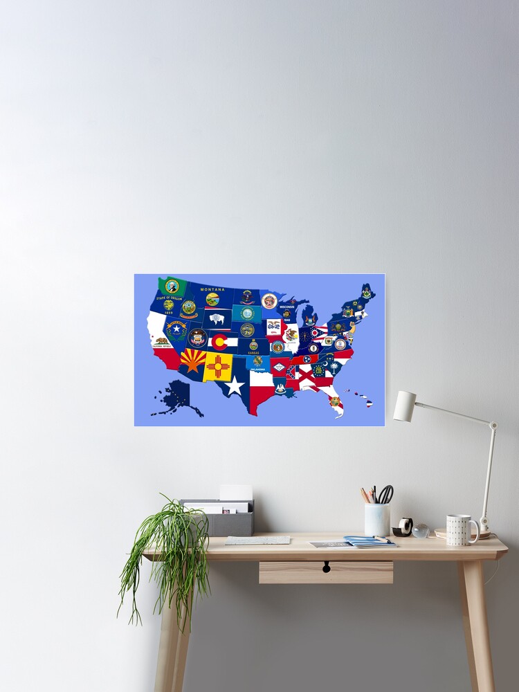Poster 3d carte du monde avec les drapeaux du monde a soulevé