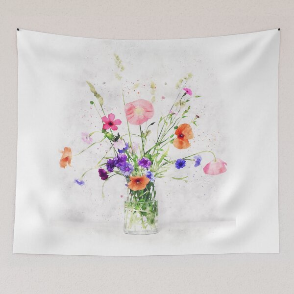 Artikelvorschau, Aquarell Wildblumen in einer Vase entworfen und verkauft von TheColorFlow.