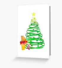 Christmas Bear and Pig Inspired Silhouette Greeting Card