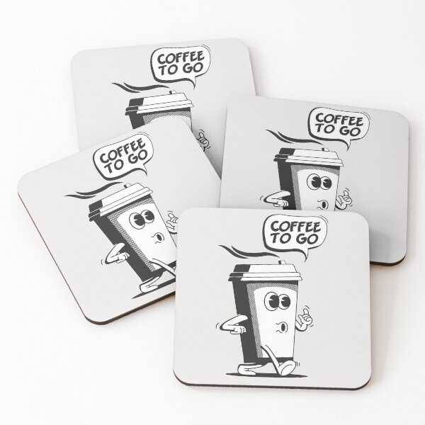 Item preview, Coffee Go Take Away Concept with Vintage Walking Cartoon Paper Coffee Cup Character designed and sold by Peekonet.