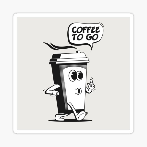 Item preview, Coffee Go Take Away Concept with Vintage Walking Cartoon Paper Coffee Cup Character designed and sold by Peekonet.