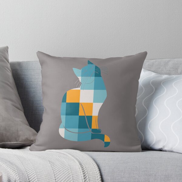 Item preview, Sad Cat Sea Blue Geometric designed and sold by DAFIN.