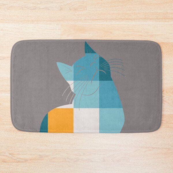 Item preview, Sad Cat Sea Blue Geometric designed and sold by DAFIN.