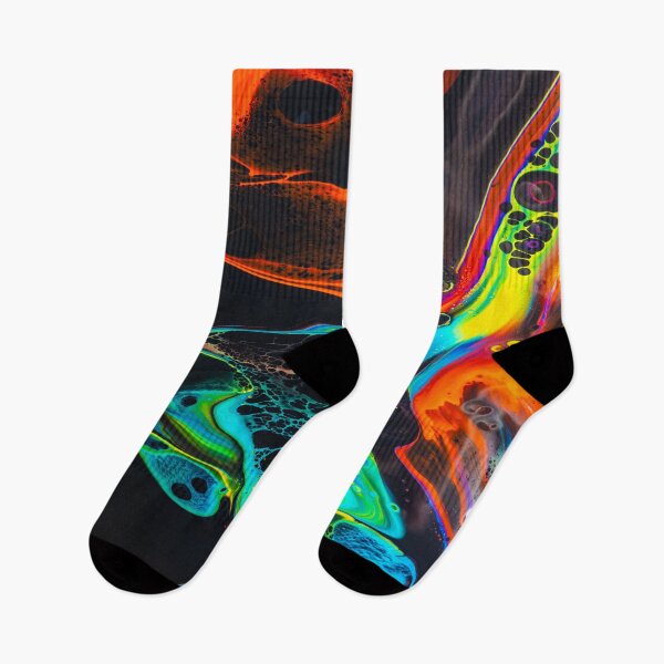 Item preview, Colourful mix of neon Paints swirling above black surface designed and sold by vinit53.
