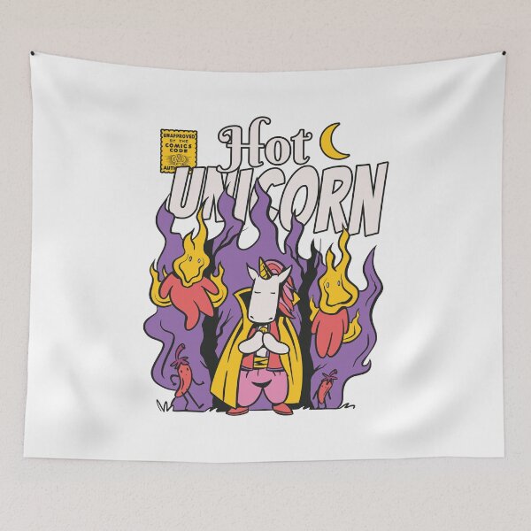 Item preview, Hot Burning unicorn on fire halloween Comics designed and sold by TRIBExSPACE.