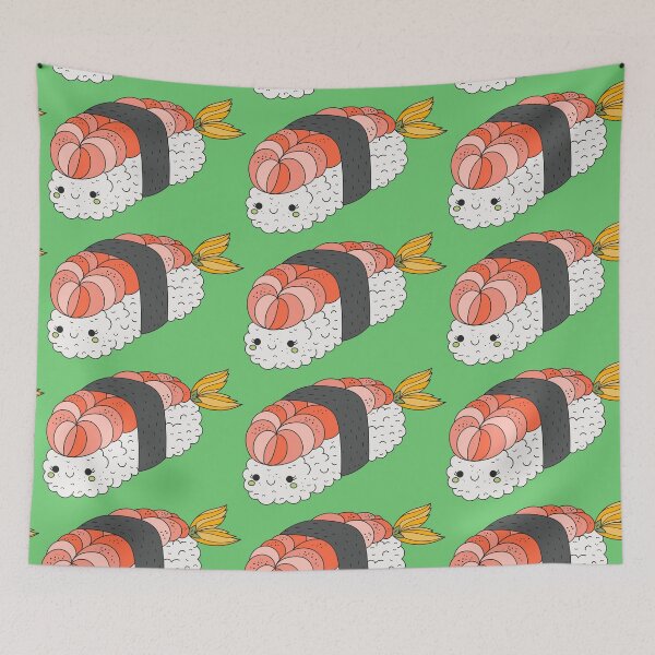 Item preview, Kawaii Sushi Shrimp Ebi Nigiri Adorable Cute Japanese Food Illustration designed and sold by SlushySushi.