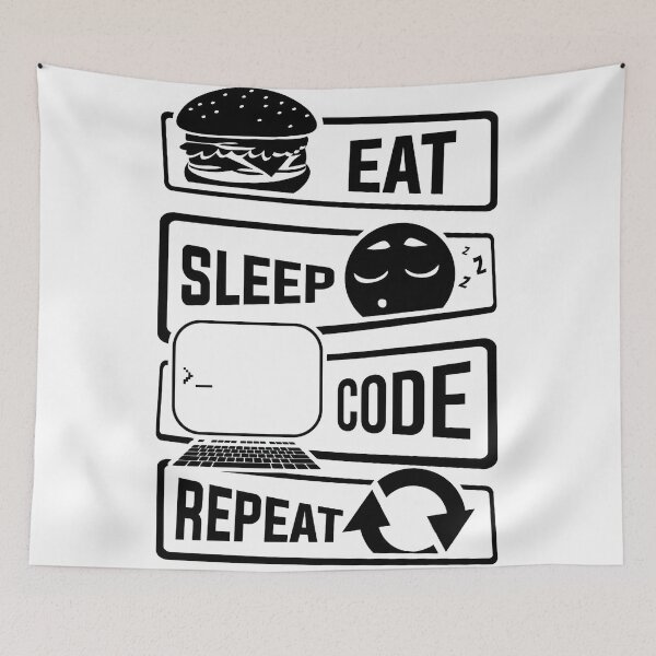 Item preview, Eat Sleep Code Repeat Slogan Motto designed and sold by devtshirts.