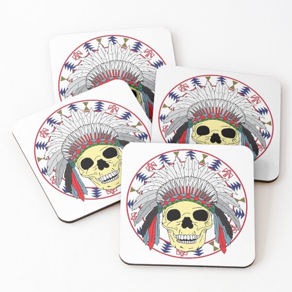 Item preview, Sioux Native American Indian Skull in Headdress designed and sold by HotHibiscus.