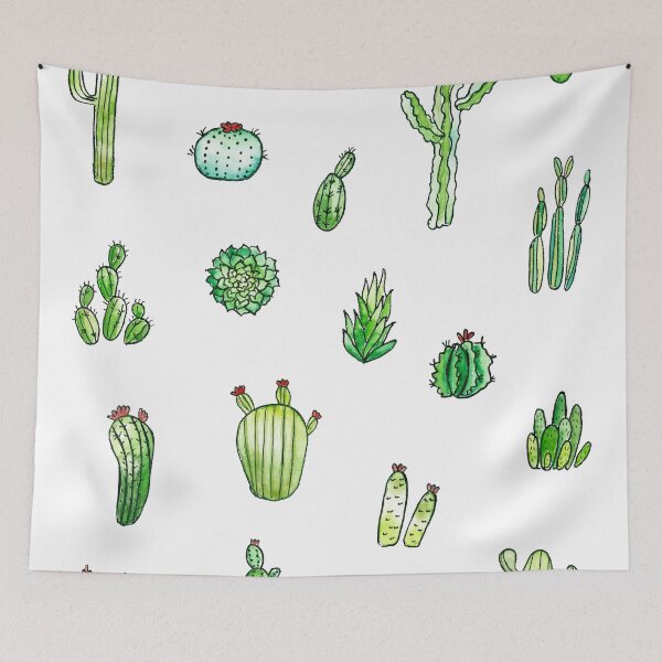 Aperçu de l'œuvre Doodle de cactus aquarelle, plantes succulentes, ensemble d'autocollants de cactus bullet journal créée et vendue par TheColorFlow.