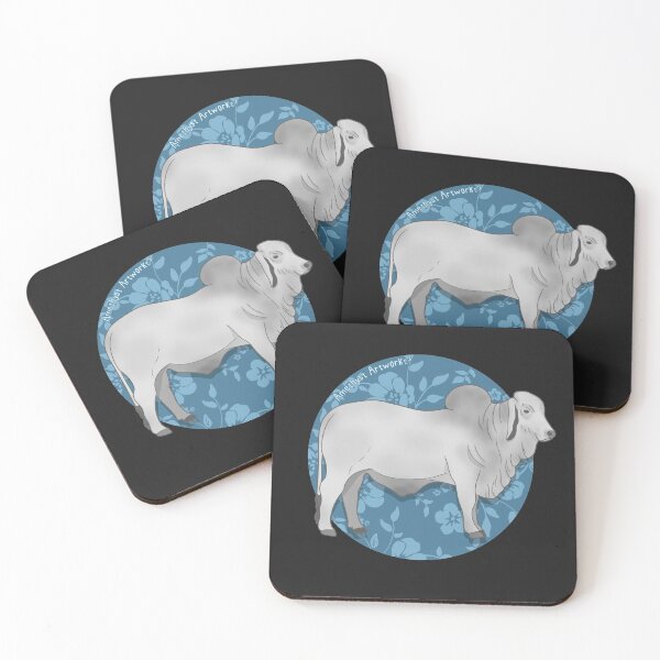 Item preview, Brahman Bull with Teal Floral Pattern designed and sold by AmethystArtwork.