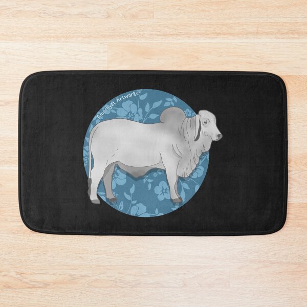 Item preview, Brahman Bull with Teal Floral Pattern designed and sold by AmethystArtwork.