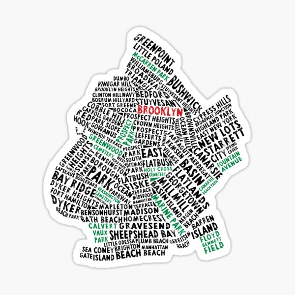 Brooklyn New York Typography Map Sticker