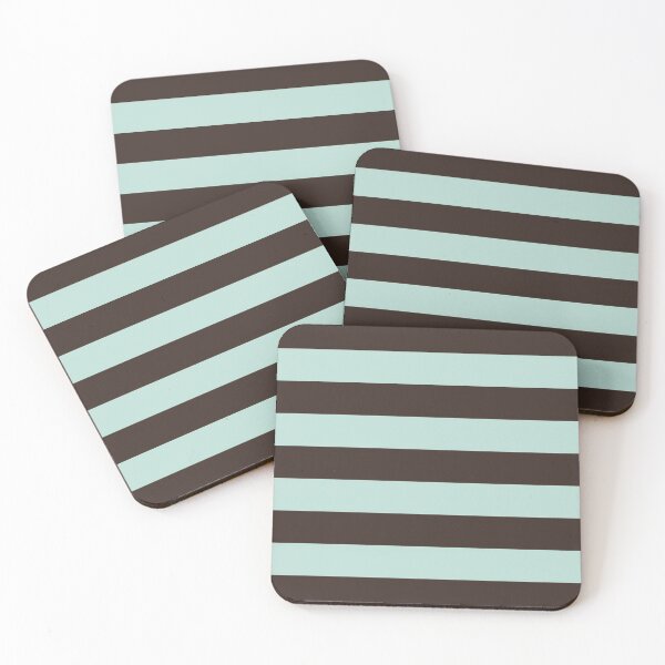 Item preview, Medium DARK CHOCOLATE and MINT GREEN Horizontal STRIPES designed and sold by RachelMacht.