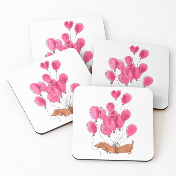 Item preview, Dachshund dog and red balloons designed and sold by shirtscom.