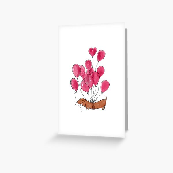 Item preview, Dachshund dog and red balloons designed and sold by shirtscom.