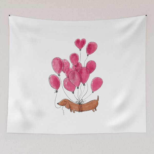 Item preview, Dachshund dog and red balloons designed and sold by shirtscom.