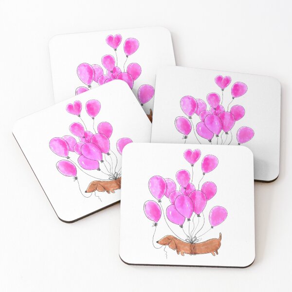 Item preview, Dachshund dog and pink balloons designed and sold by shirtscom.
