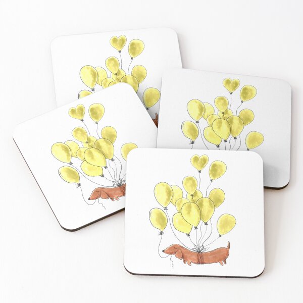 Item preview, Dachshund dog and yellow balloons designed and sold by shirtscom.
