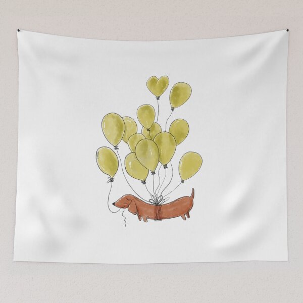 Item preview, Dachshund dog and yellow balloons designed and sold by shirtscom.