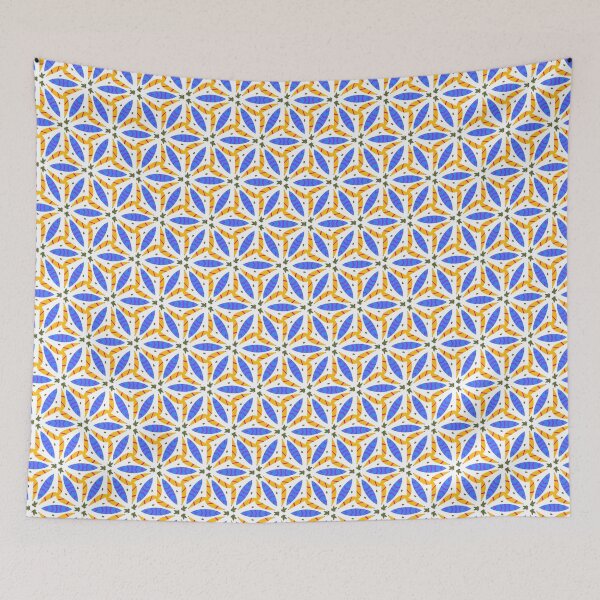 Item preview, Bright and Cheerful Nordic Scandinavian Geometric Color Pattern in Blue, Purple, Yellow and Red designed and sold by cozycaroline.