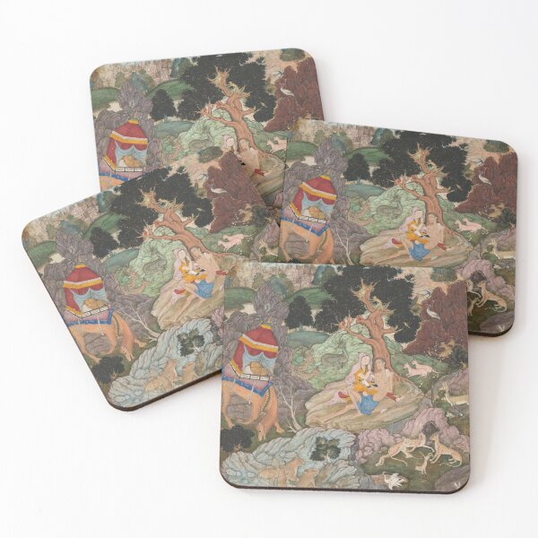 Item preview, Layla and Majnun in the Wilderness with Animals designed and sold by HinduArtGallery.