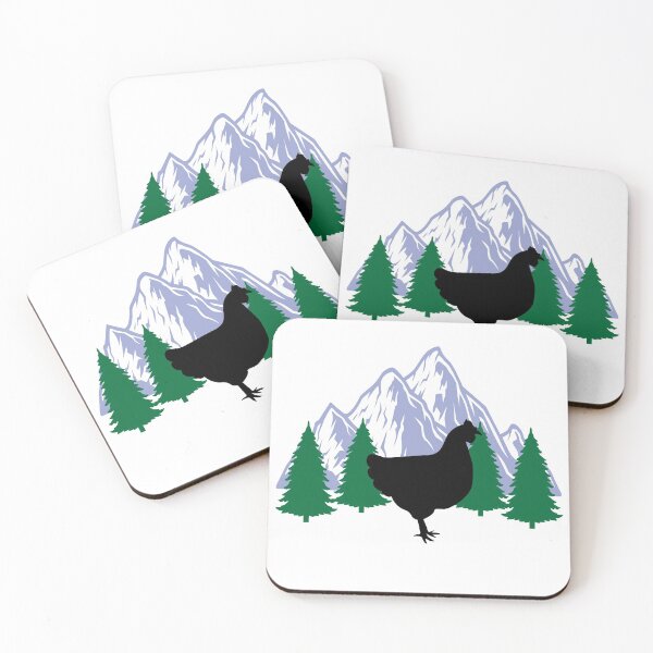 Item preview, chicken animal silhouette mountain tree christmas designed and sold by alaechamlal.