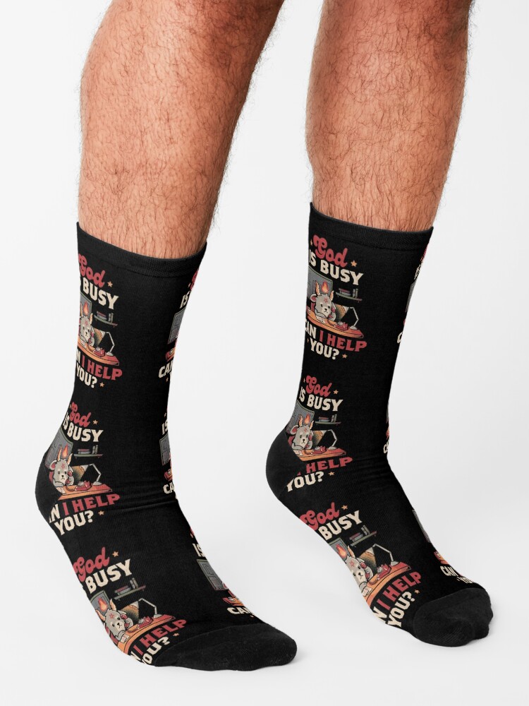 God is Busy - Creepy Cute Baphomet Gift Socks for Sale by EduEly