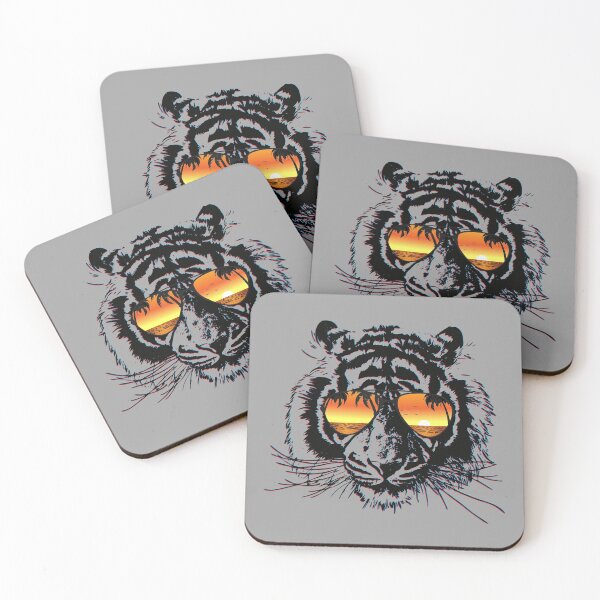 Item preview, Palm trees summer vacation tropics islands tiger with sunglasses design designed and sold by brunsch-print.