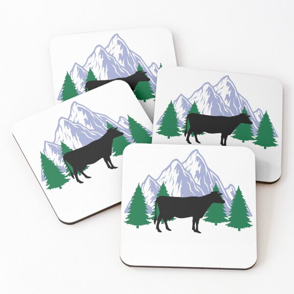 Item preview, cow animal silhouette mountain tree christmas designed and sold by alaechamlal.