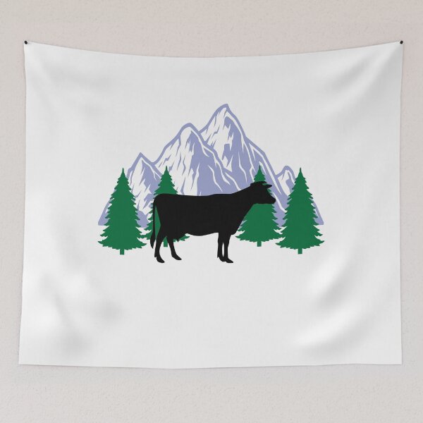 Item preview, cow animal silhouette mountain tree christmas designed and sold by alaechamlal.